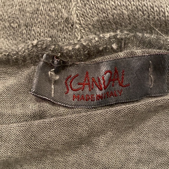 Cashmere Angora Blend Scandal gray sweater dress silk frayed ombré color sz M/L - Picture 10 of 12